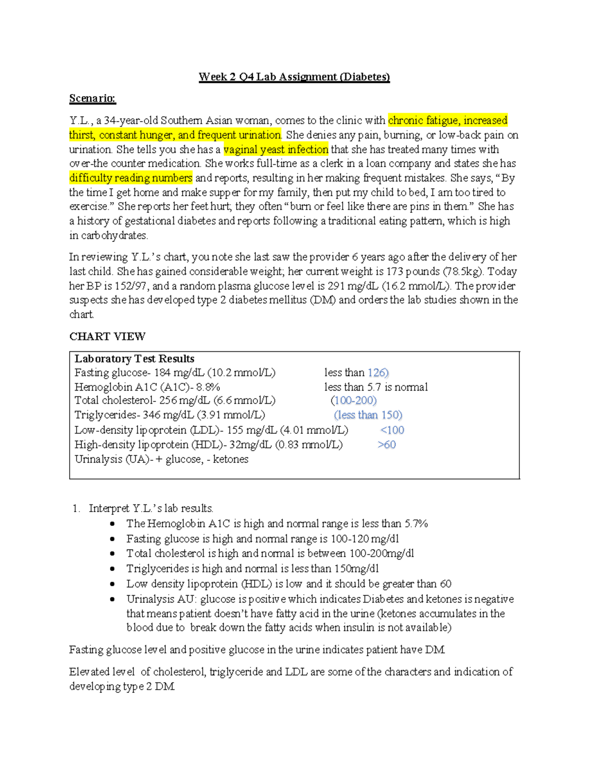 diabetes case study essay