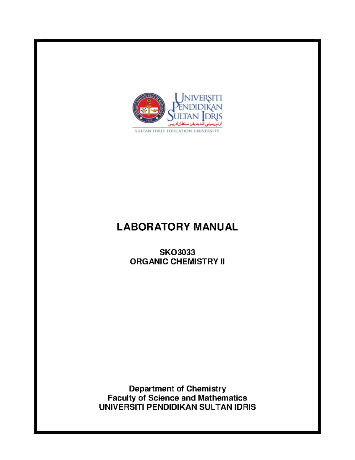 lab manual organic chemistry LABORATORY MANUAL SKO303 3 ORGANIC