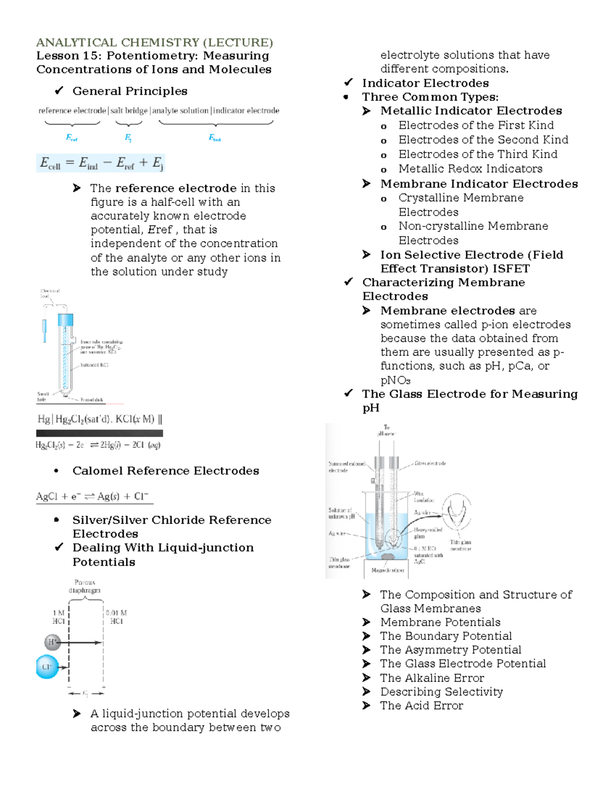 Anachem LEC Lesson 15 Potentiometry ANALYTICAL CHEMISTRY (LECTURE
