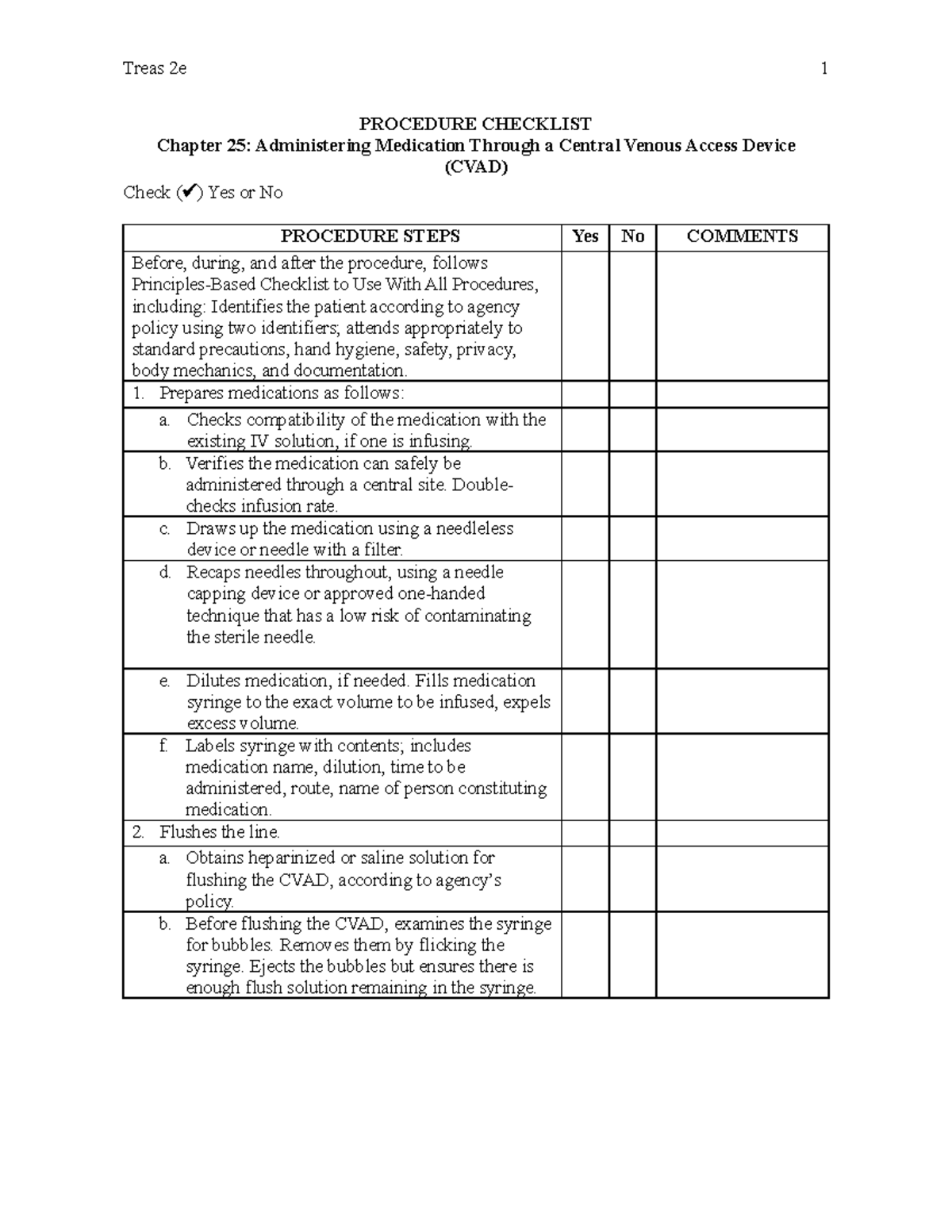 Fadavis treas, 9534, basic nursing, chk, chp25-18 - Treas 2e PROCEDURE ...