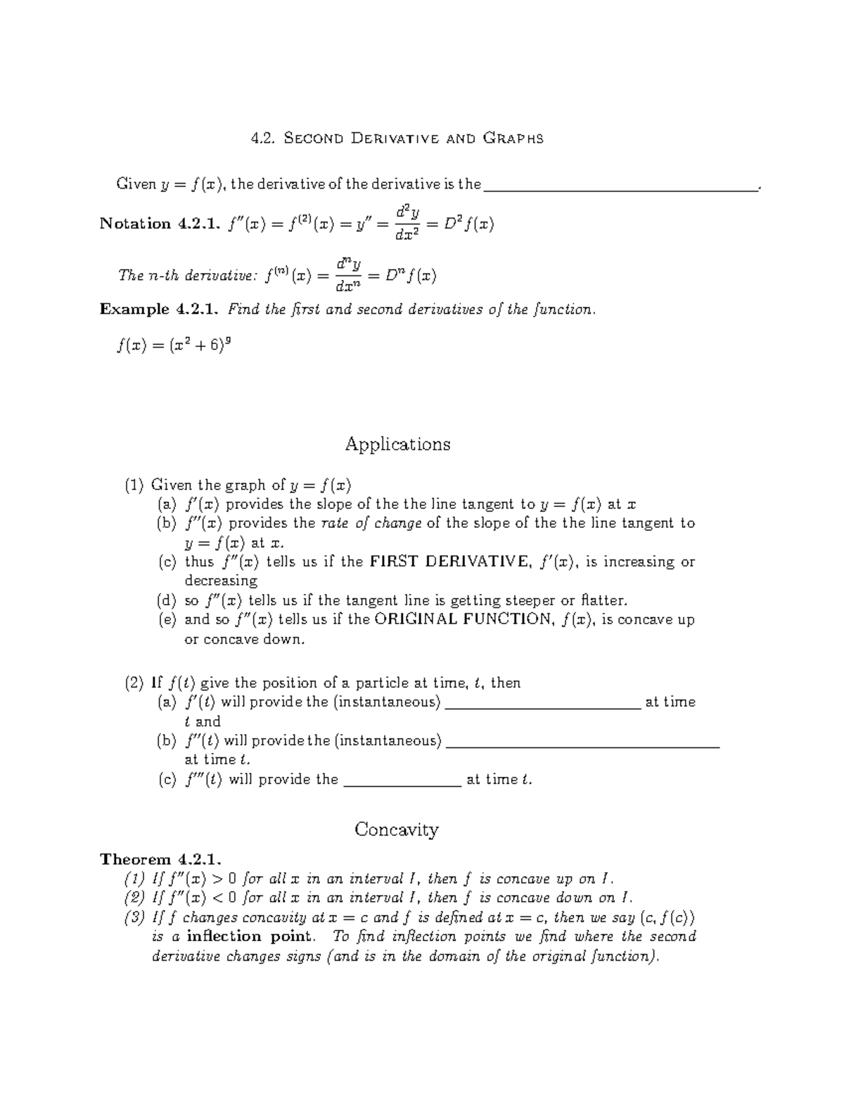 Second Derivative And Graphs Second Derivative And Graphs Giveny f x 