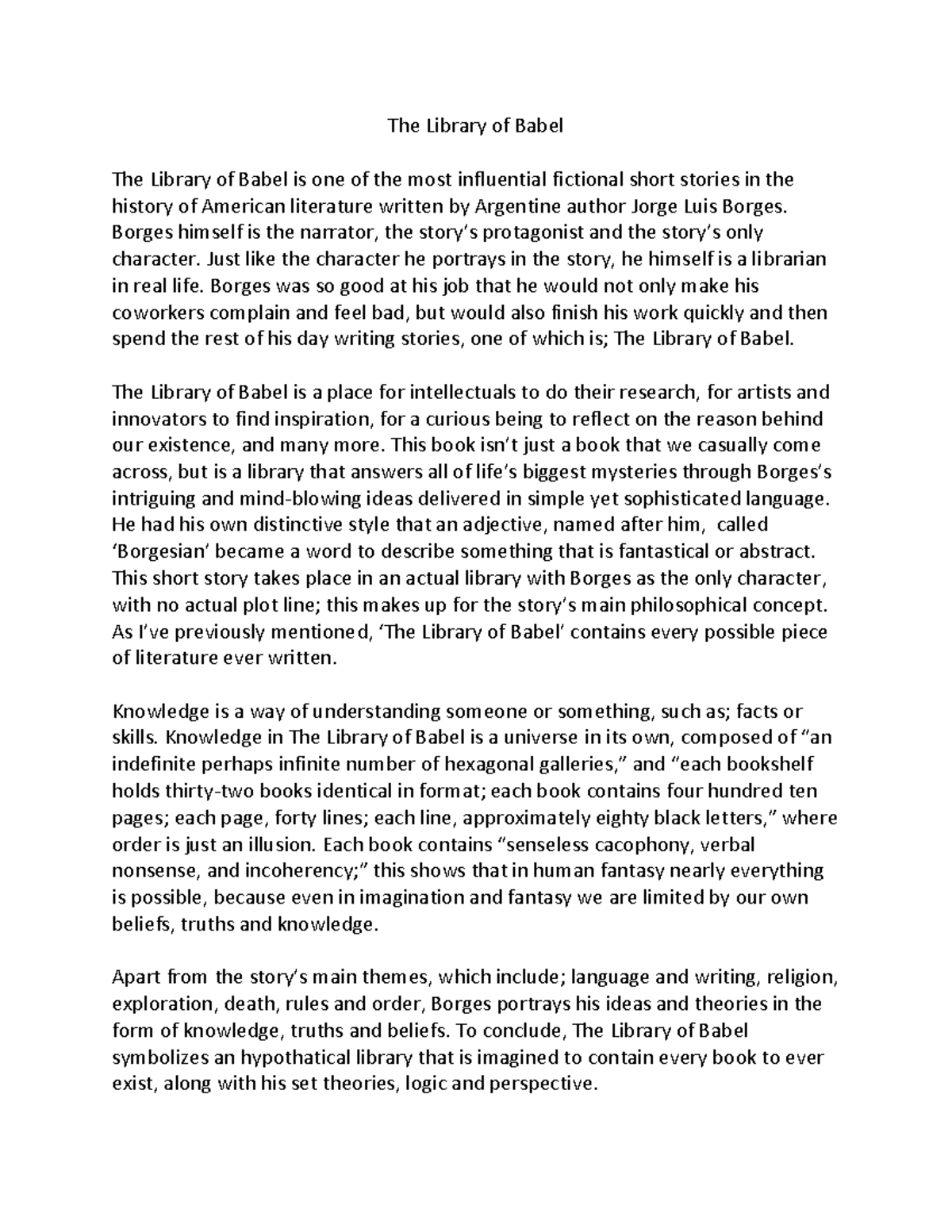 The Library of Bab The Library of Babel The Library of Babel is one