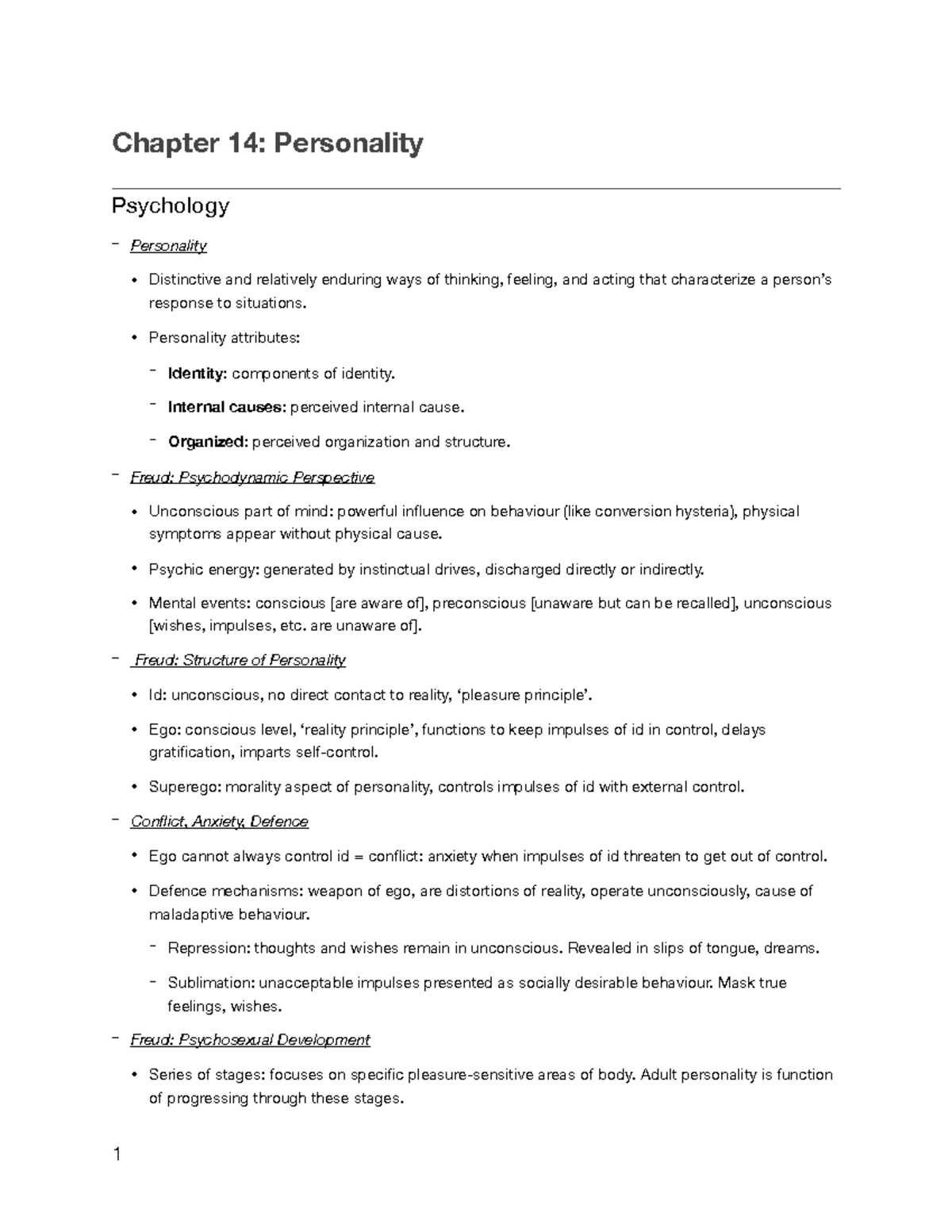 Chapter 14 - Personality - Chapter 14: Personality Psychology ...