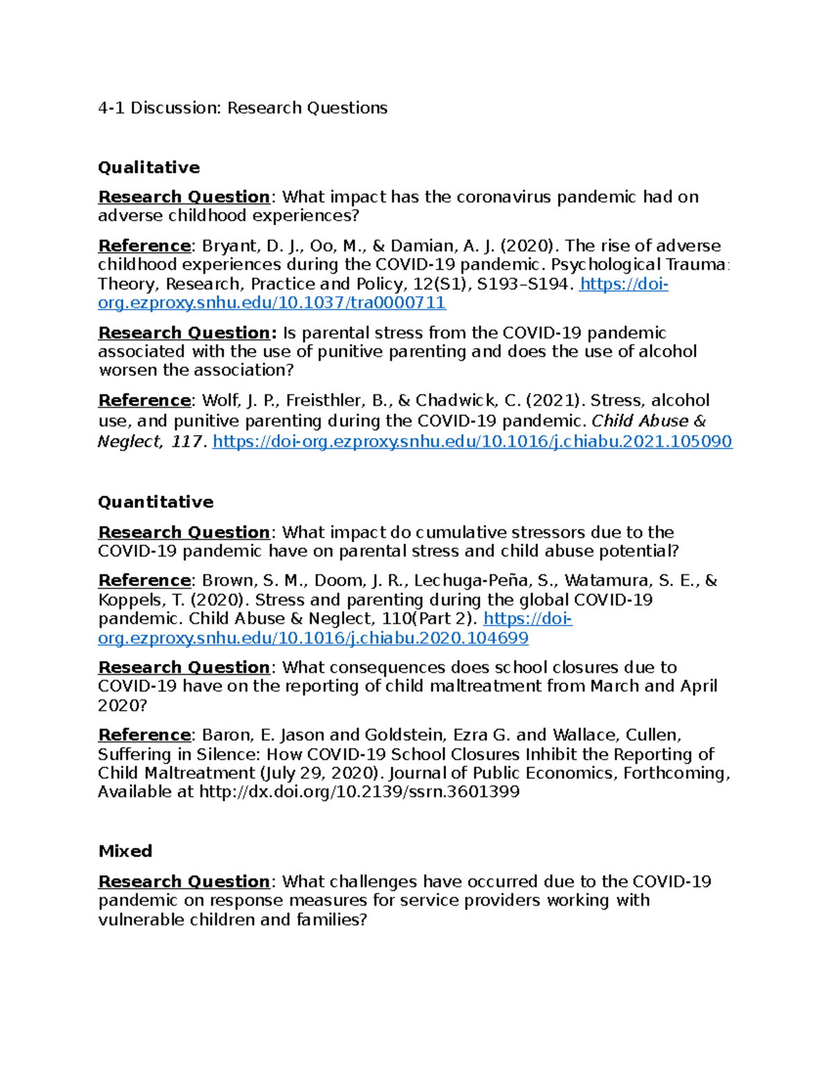 4-1 Discussion Research Questions - 4-1 Discussion: Research Questions ...
