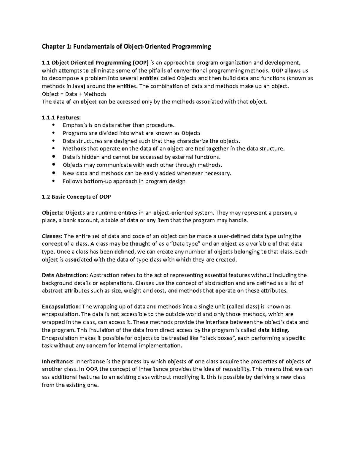 Chapter 1 Fundamentals of Object-Oriented Programming - Chapter 1 ...