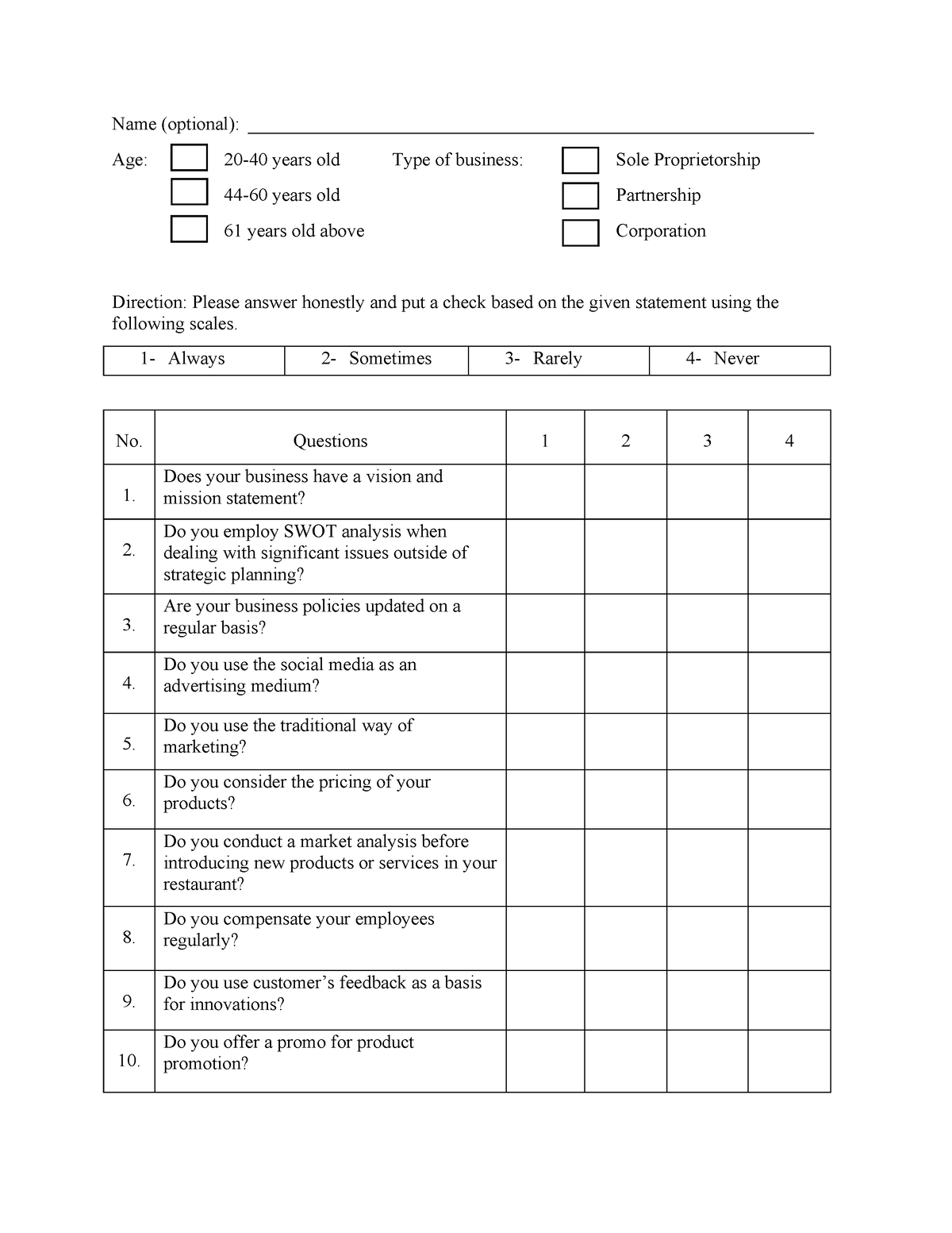 Final Questionnaire - Research Questionaire Research Questionaire 