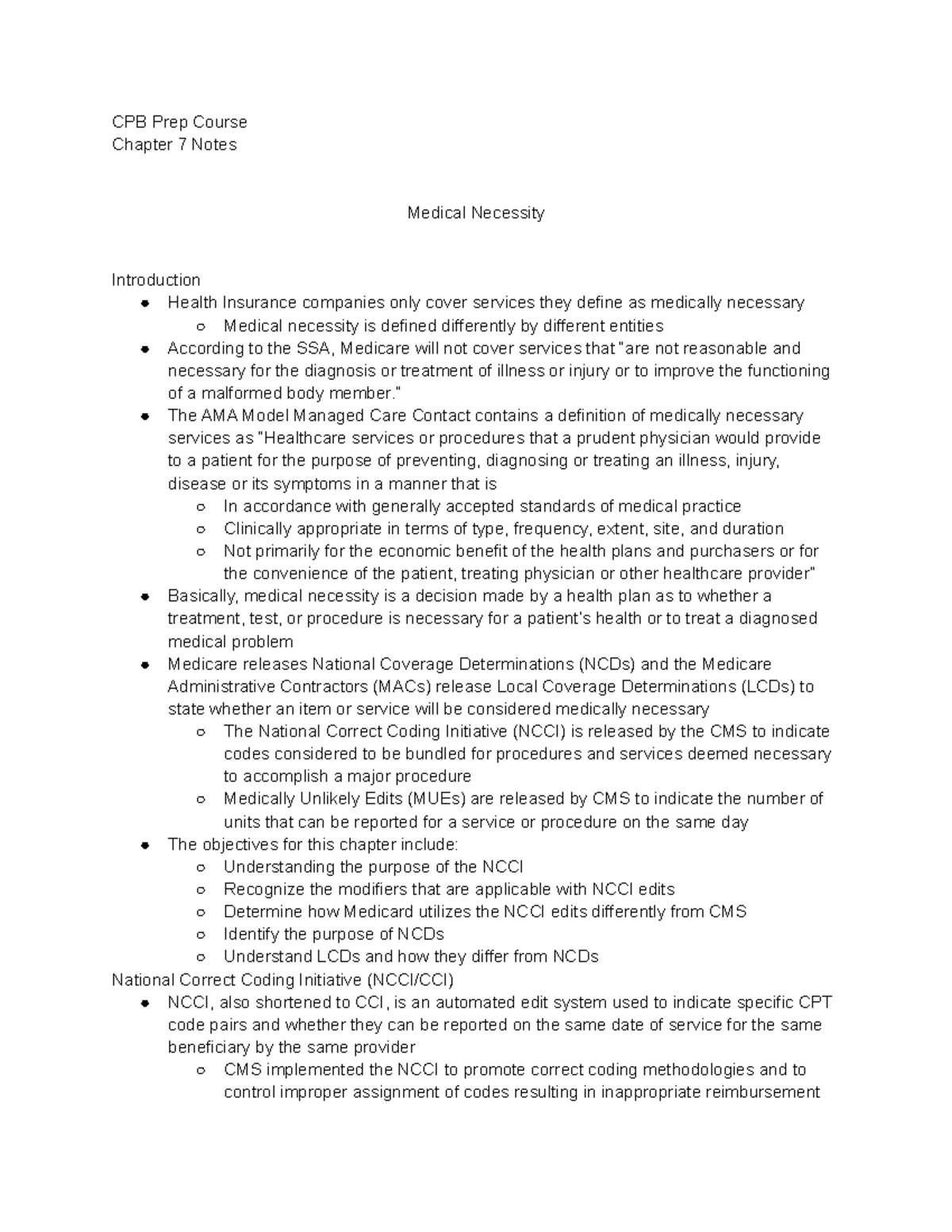 AAPC CPB Prep Course- Chap 7 Notes - CPB Prep Course Chapter 7 Notes ...