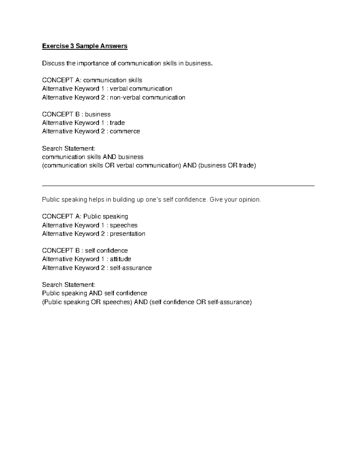 Exercise 3 Answers - it will help - Exercise 3 Sample Answers Discuss ...