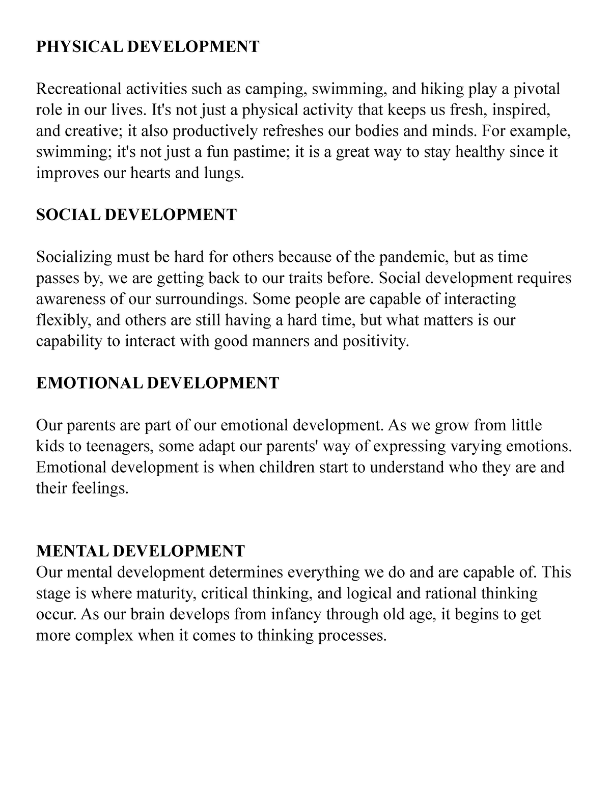 Physical Development - This are notes - PHYSICAL DEVELOPMENT ...