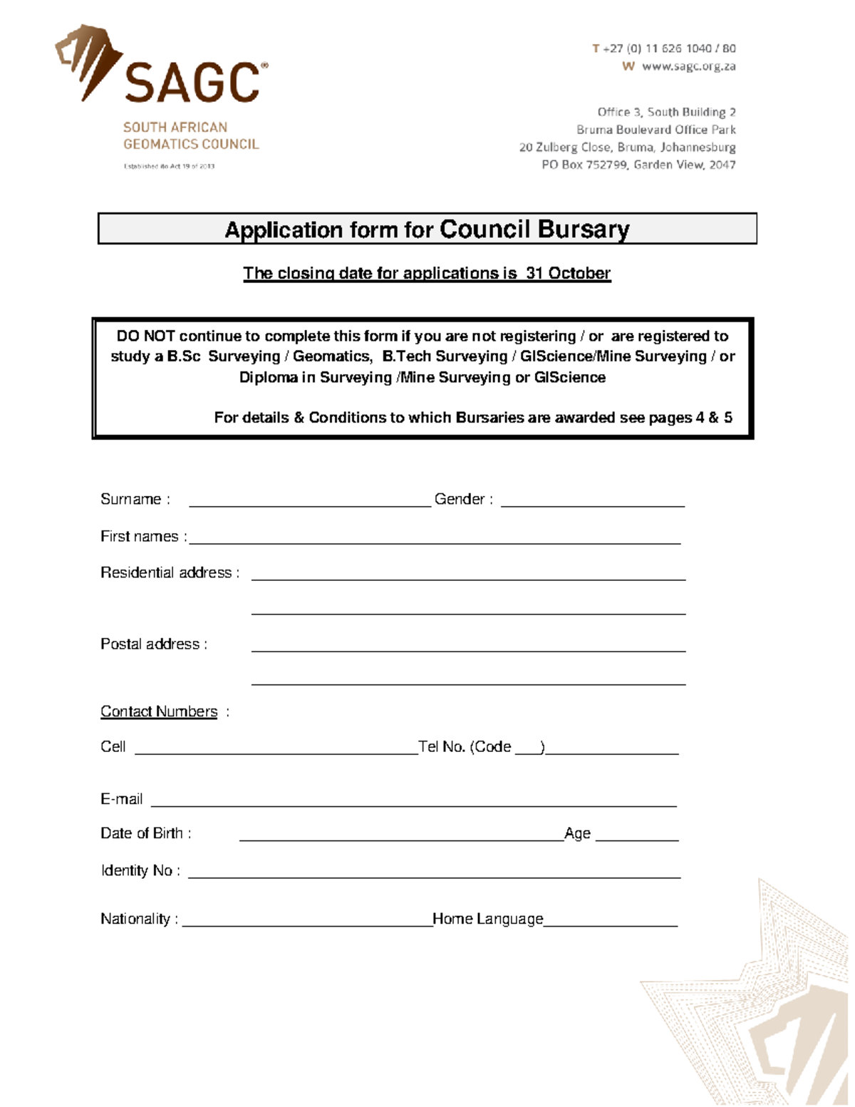 Bursary forms V2023 V1 - DWEll - Application form for Council Bursary ...
