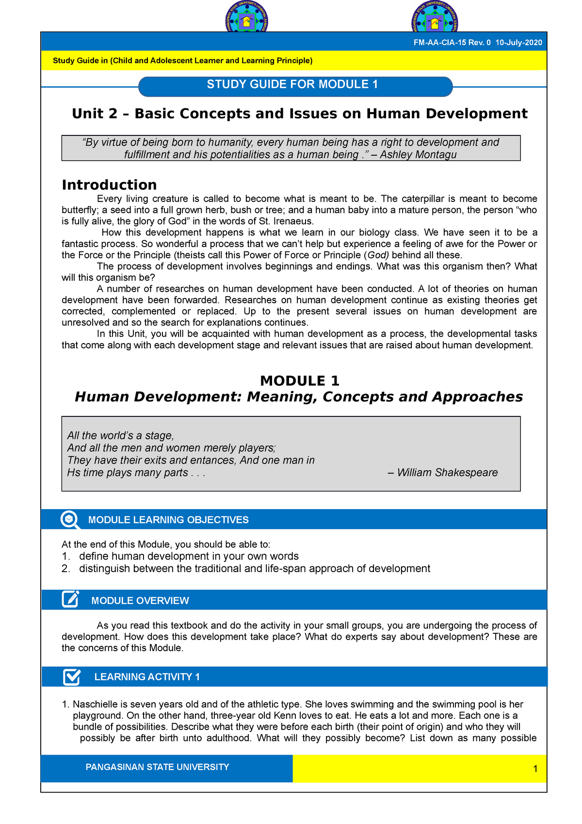 UNIT 2 Module 1 CHID Adolescent Learner 2020-2021 - Gender And Society ...