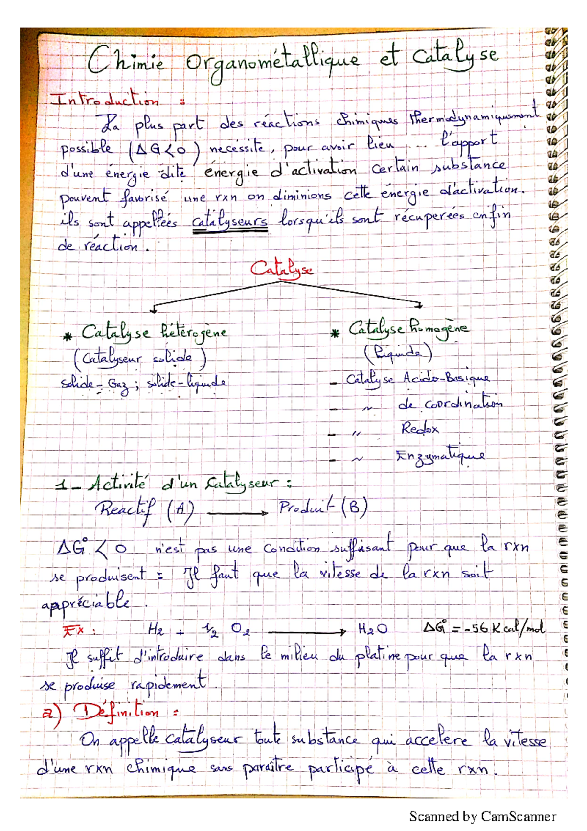 Chimie organométallique et catalyse s6 Chimie Générale Studocu