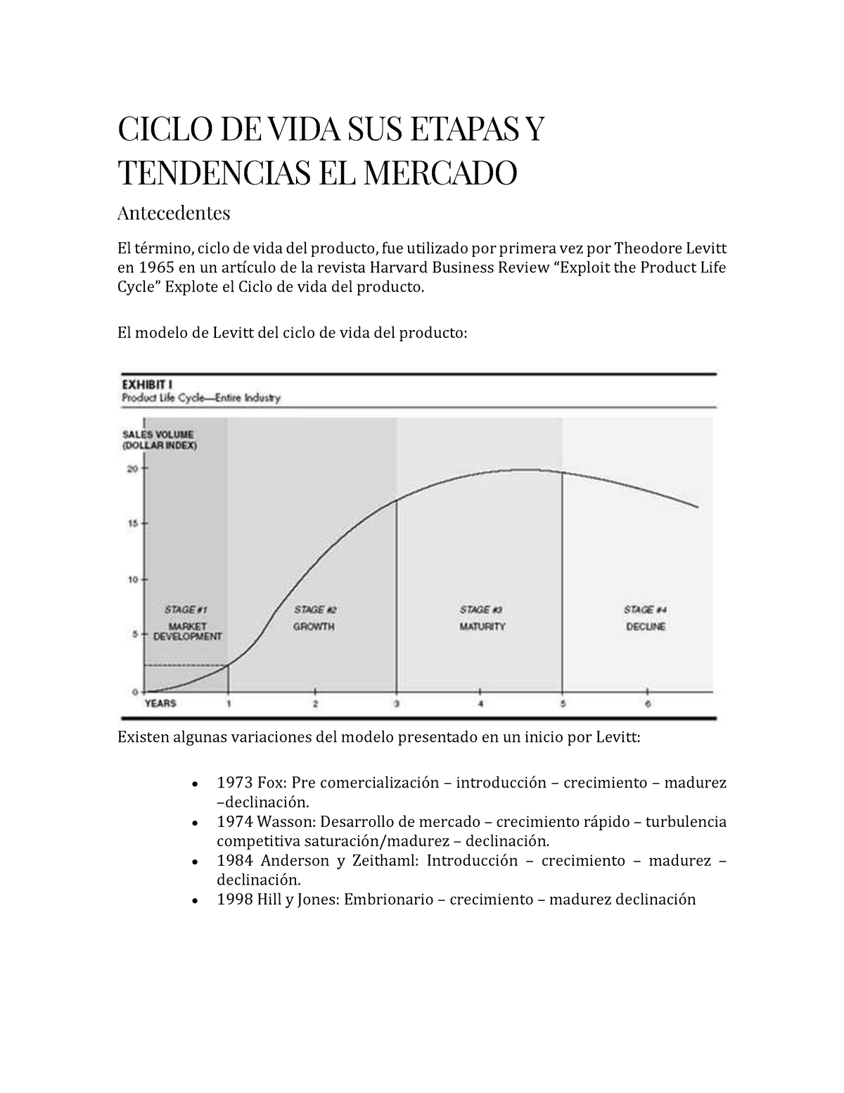 Ciclo DE VIDA SUS Etapas Y Tendencias EL Mercado - CICLO DE VIDA SUS ETAPAS  Y TENDENCIAS EL MERCADO - Studocu