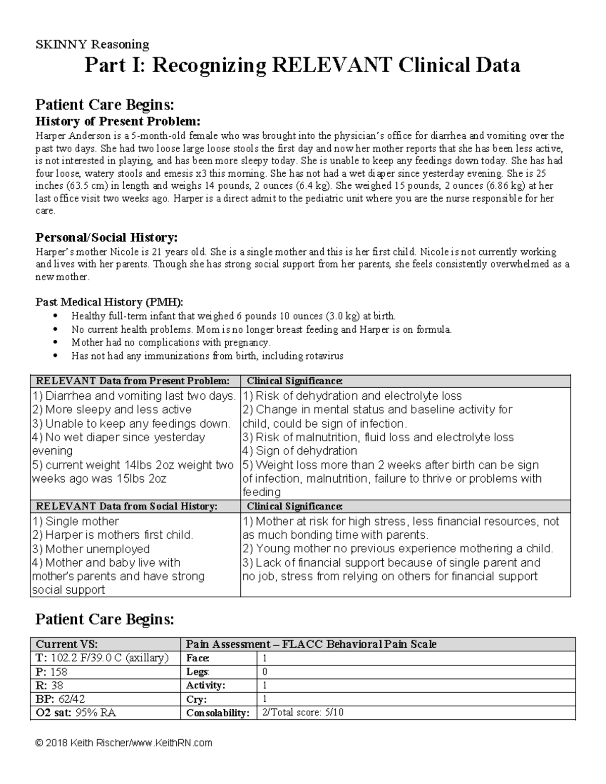 Gastroenteritis Case Study Peds DONE SKINNY Reasoning Part I