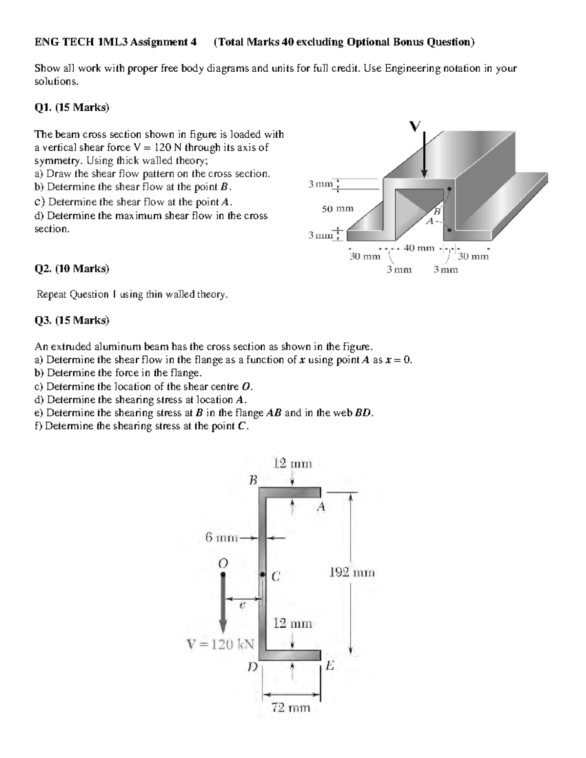 ENG TECH 1ML3 Assignment 4 - Use Engineering notation in your solutions ...