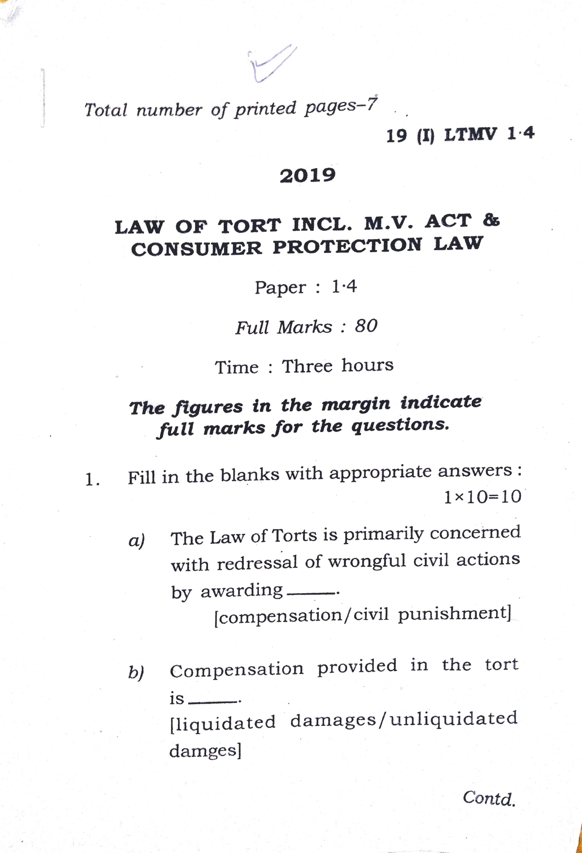 Law Of Tort Incl. M. V - Bechlaor Of Law - GU - Studocu