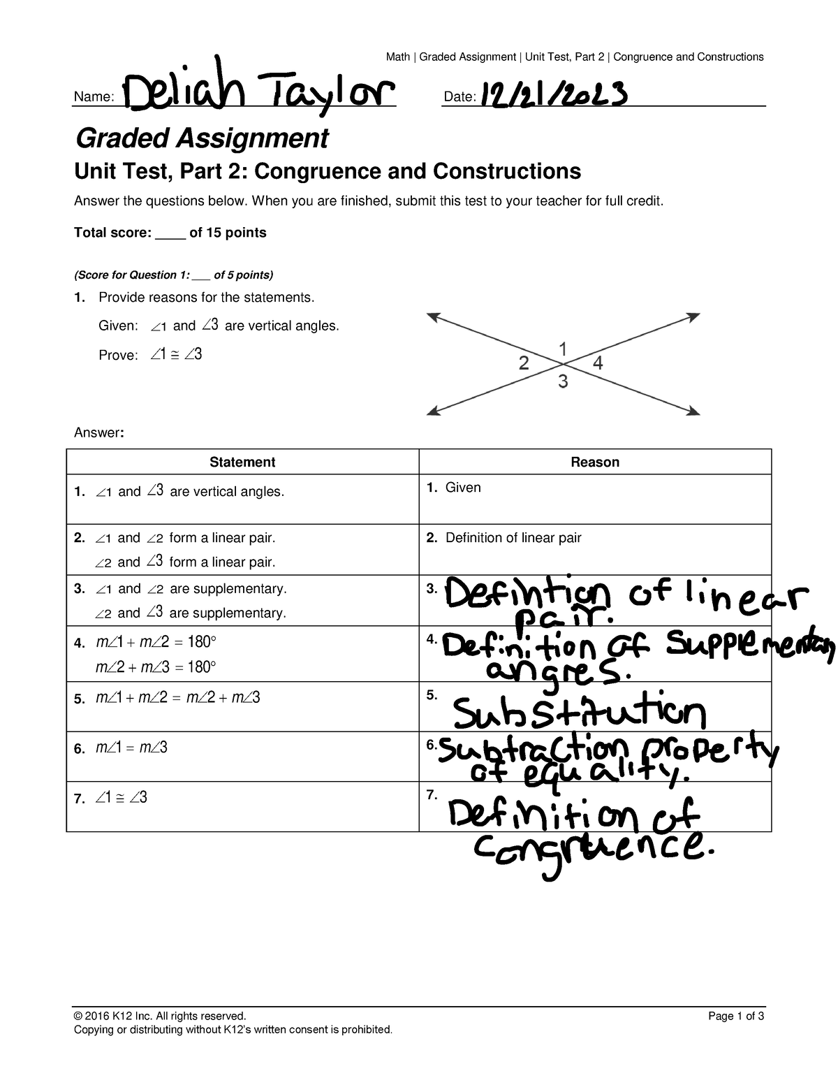 graded assignment unit test part 2 congruence and constructions
