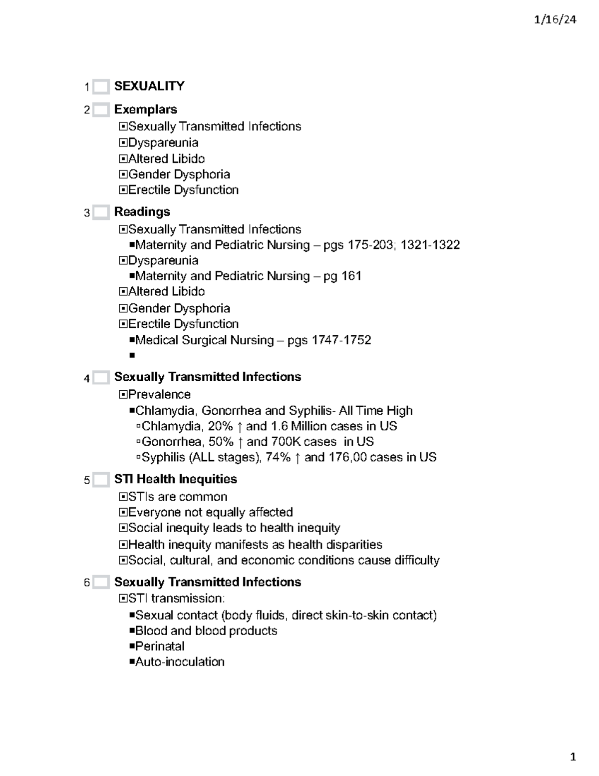 Ouline - Outline of PP - 1/16/ SEXUALITY Exemplars ̈Sexually ...