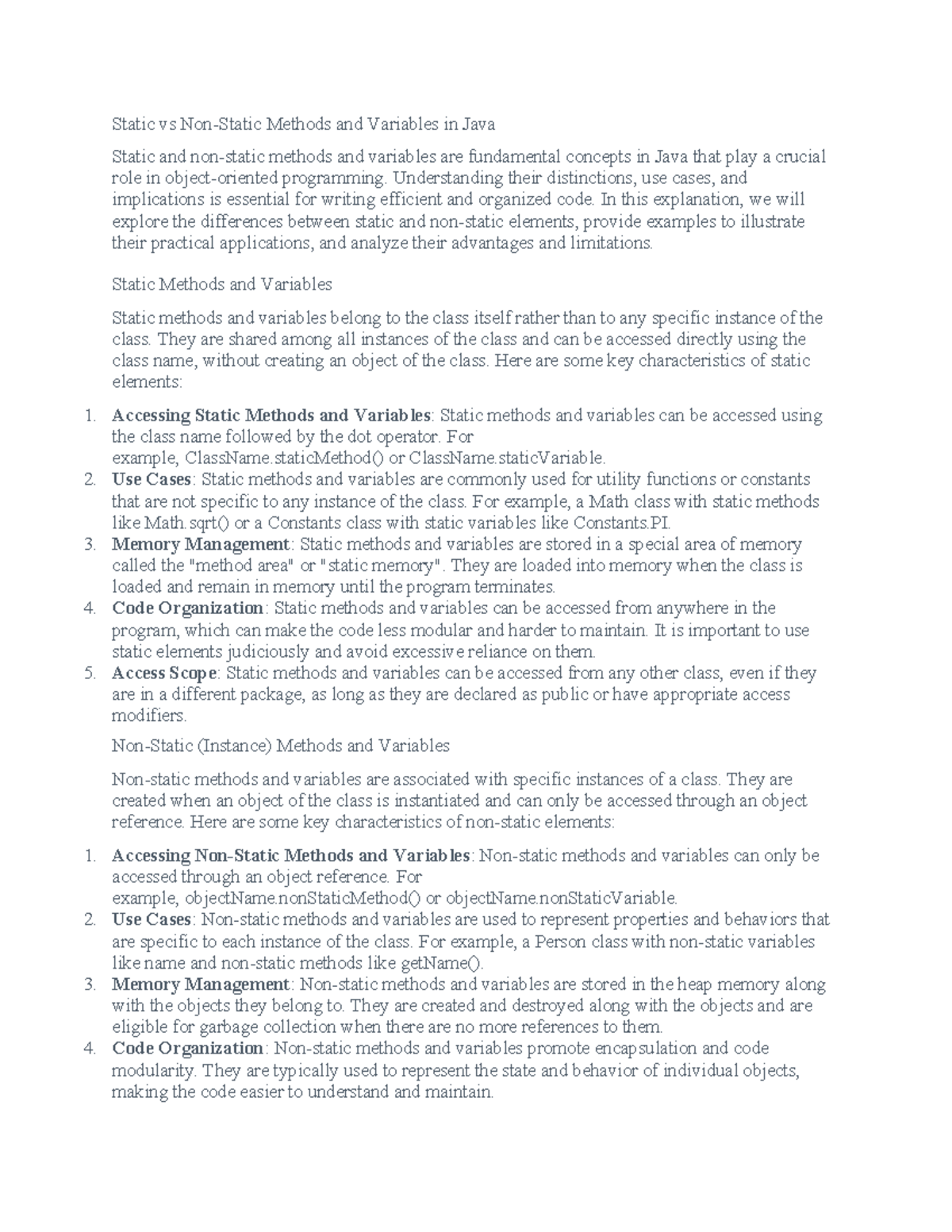 CS 1102 Discussion Forum UNIT 3 - Static vs Non-Static Methods and ...