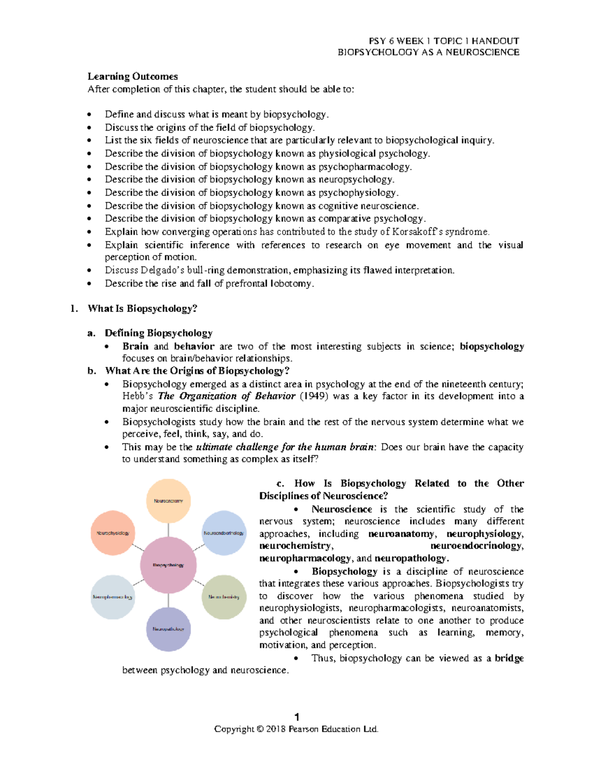 Handout Biopsychology As A Neuroscience - BIOPSYCHOLOGY AS A ...