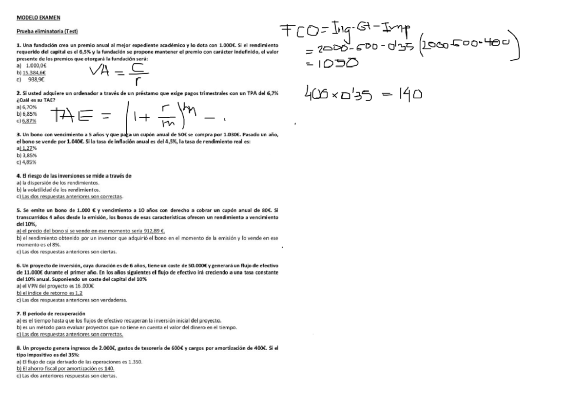 Introduccion A Las Finanzas Modelo De Examen 2021 - Introducción A Las ...