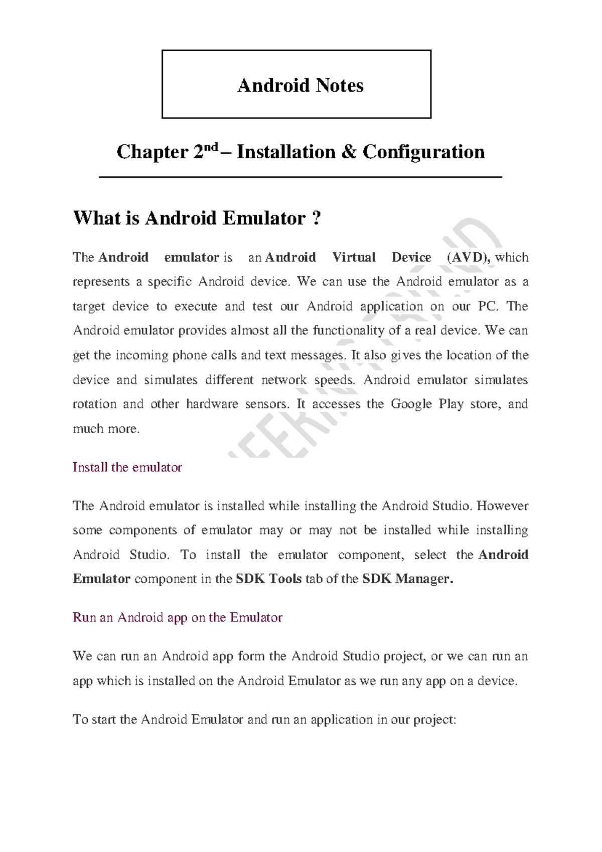 MAD Chapter Notes 2 - Android Notes Chapter 2 nd – Installation ...