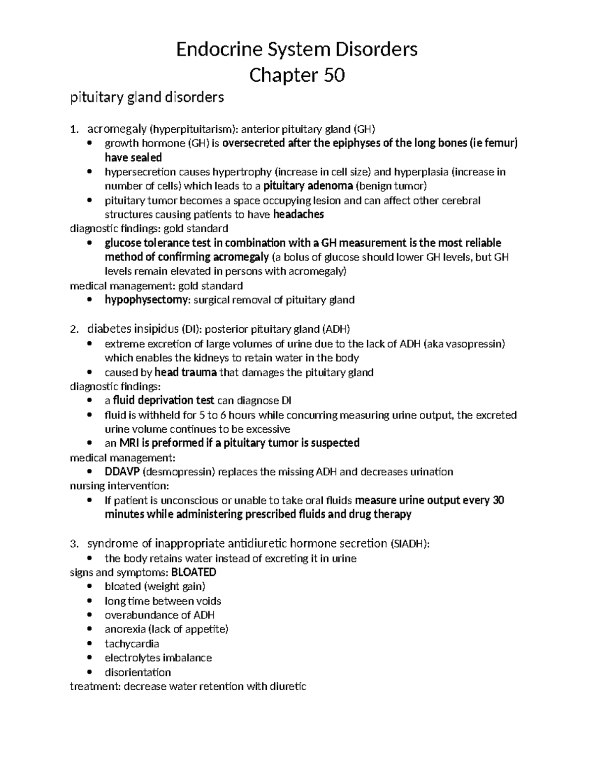 Endocrine Chapter 50 - Endo notes - Chapter 50 pituitary gland ...