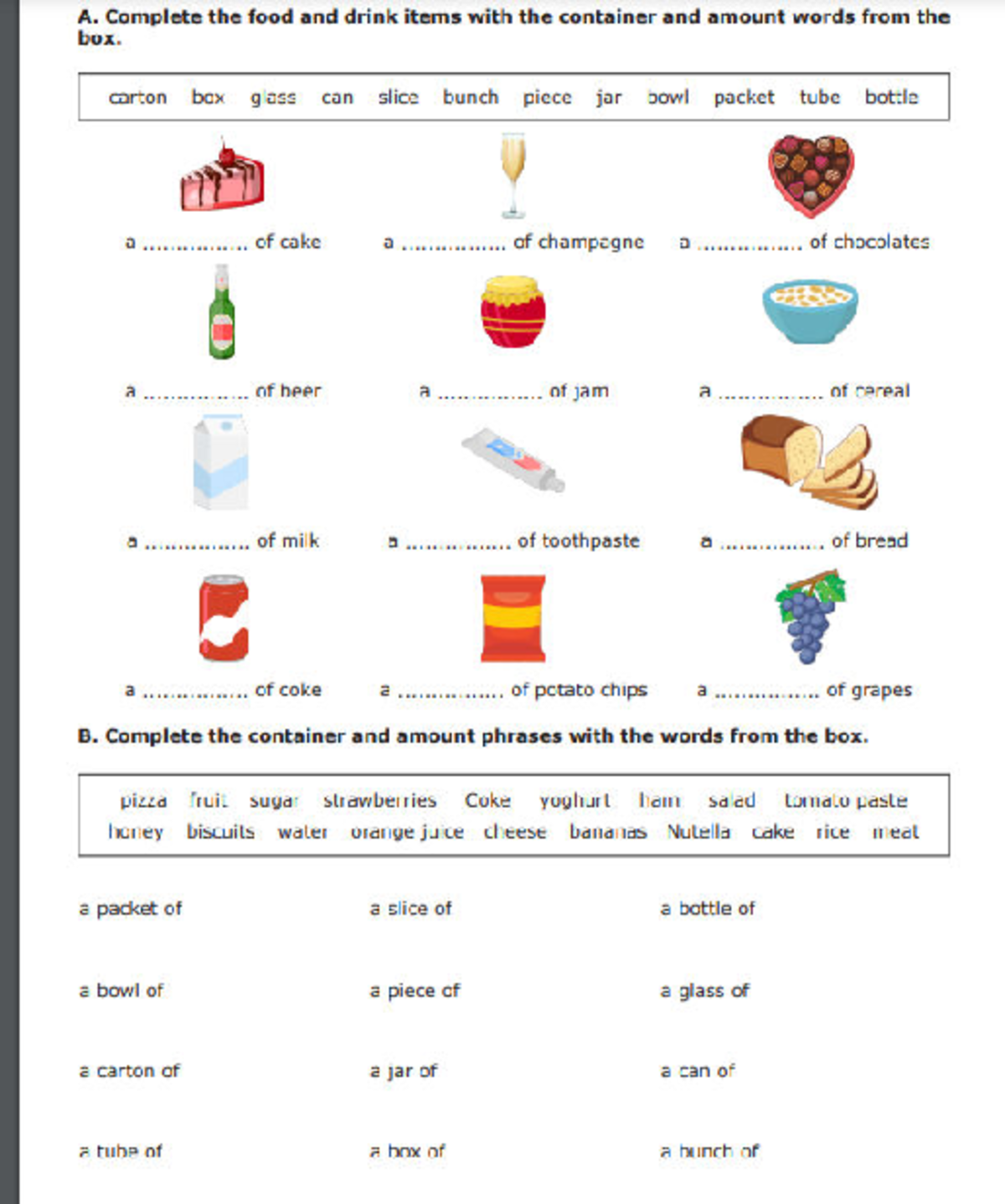 Activity 27-saying how much food I would like to get - A. Complete the ...