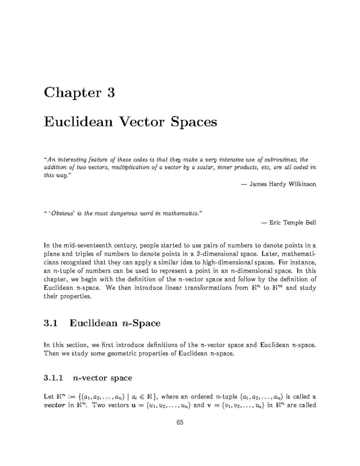 LAchapter 3 - math - Chapter 3 Euclidean Vector Spaces “An interesting ...