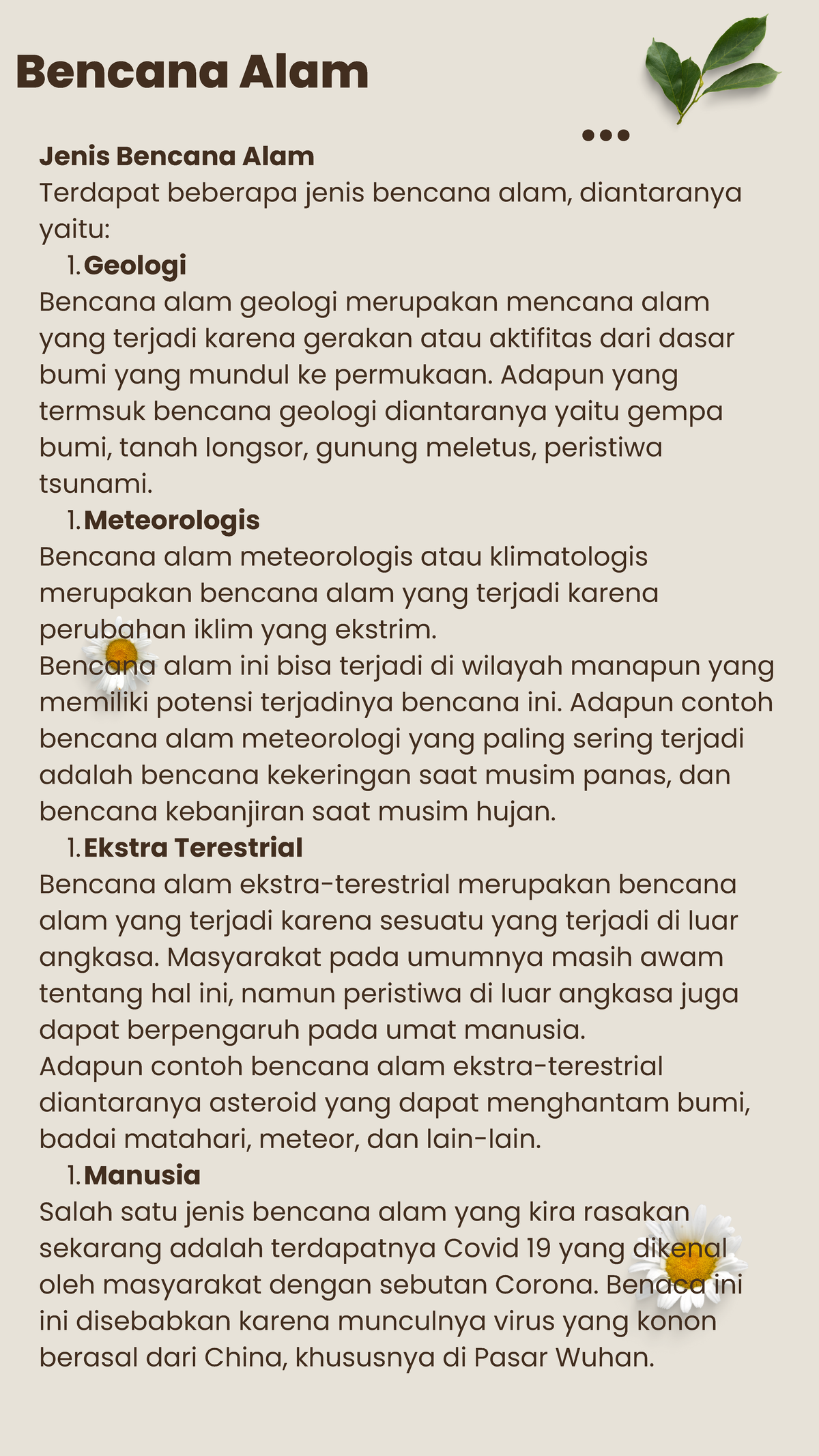 9. Jenis Bencana Alam - Geologi Meteorologis Ekstra Terestrial Manusia ...