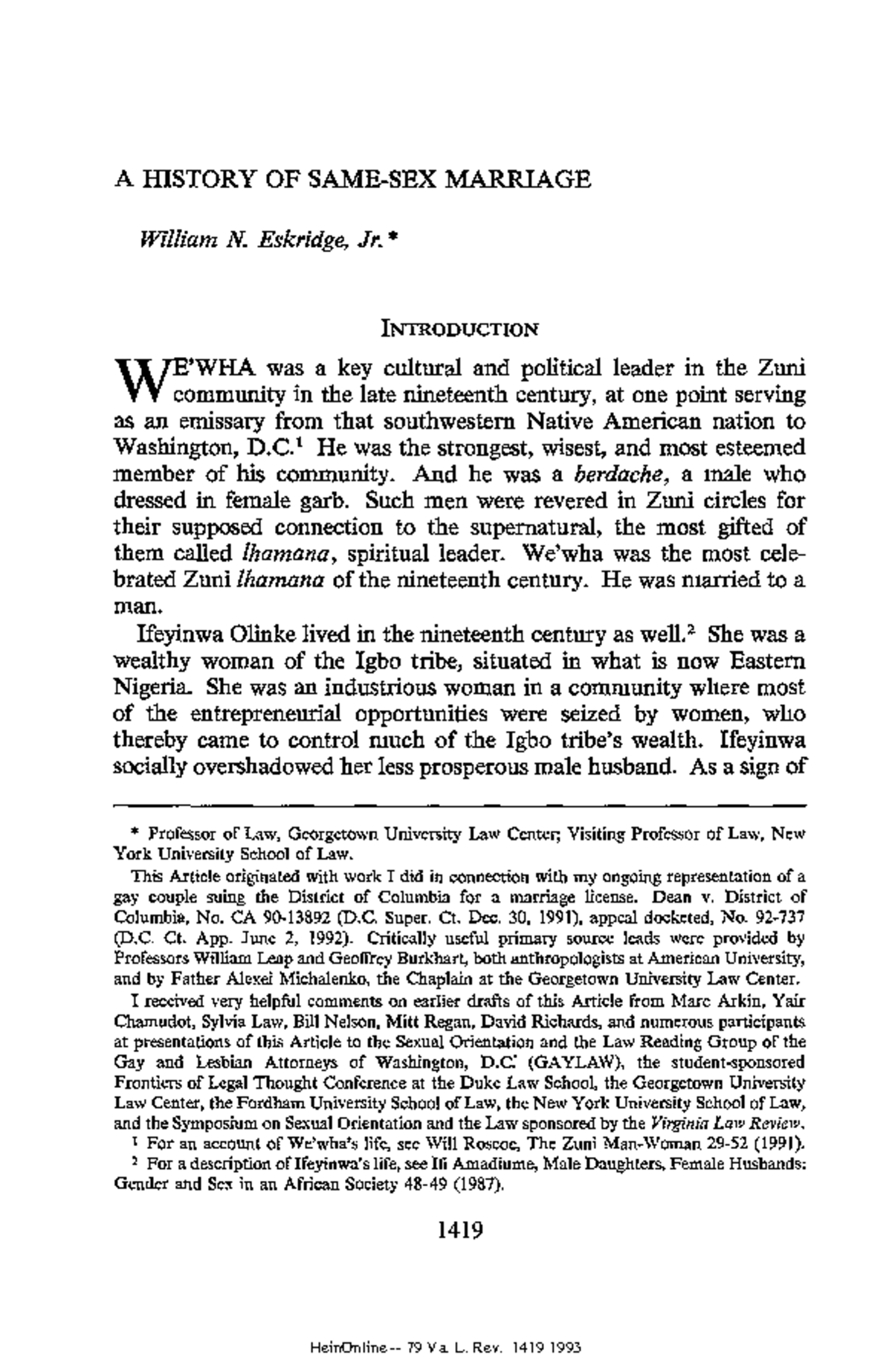 A History of Same Sex Marriage - A HISTORY OF SAME-SEX MARRIAGE William ...