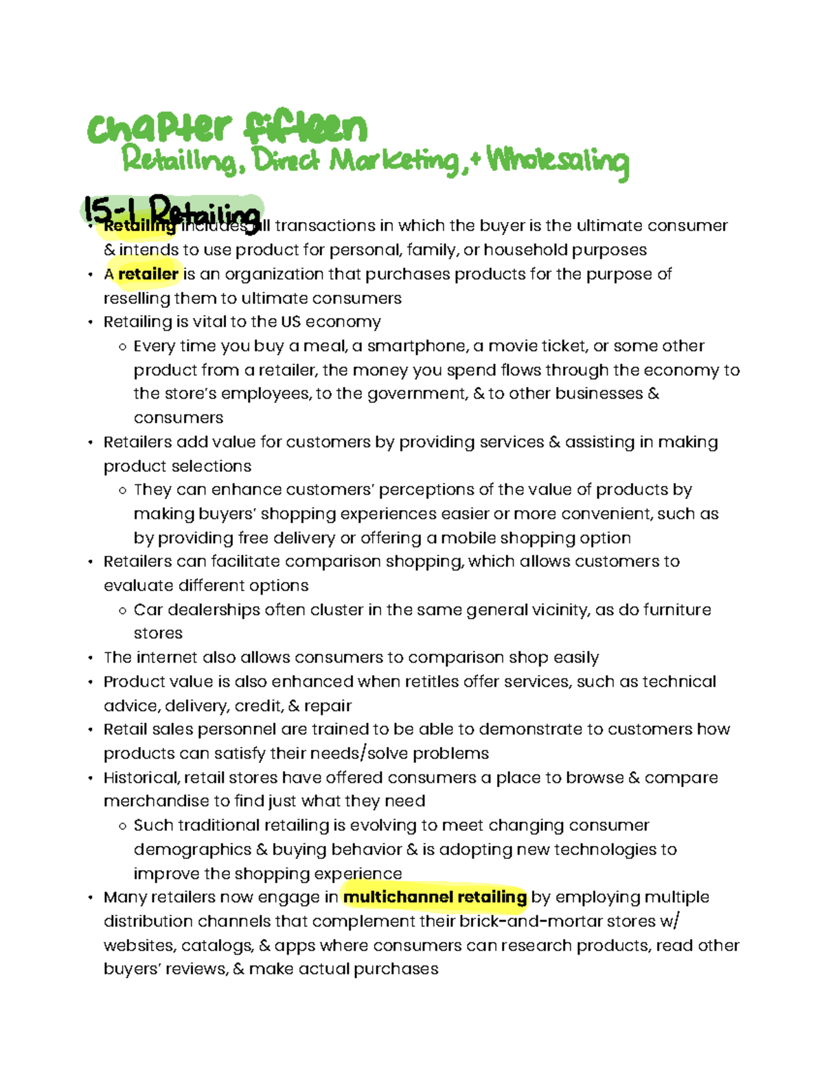 Retailing, Direct Marketing, and Wholesaling Chapter fifteen