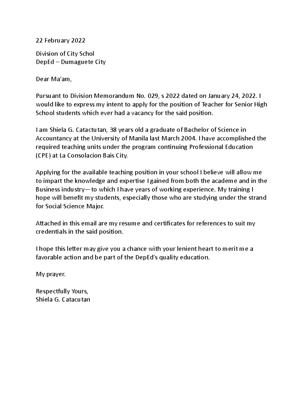 Letter Of INtent - Copy - notes - 22 February 2022 Division of City ...