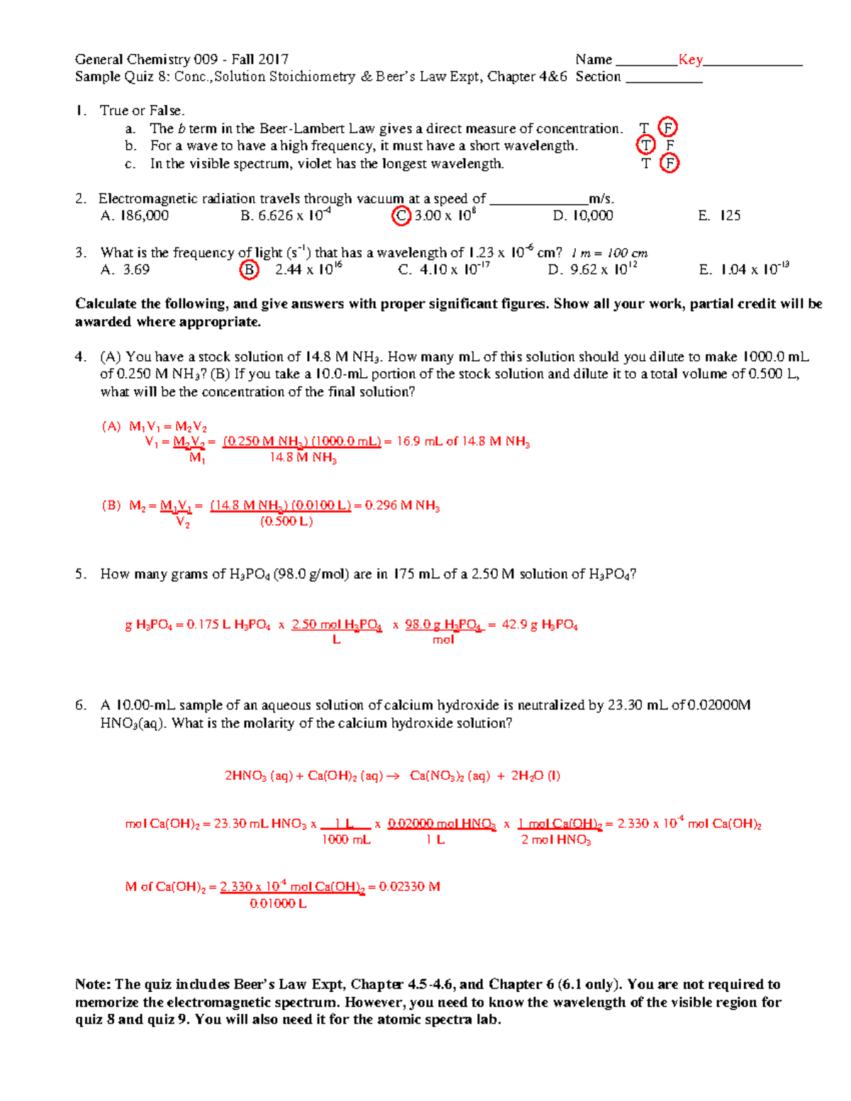 Quiz 7 Answers - Chemistry Recitation Quiz - StuDocu