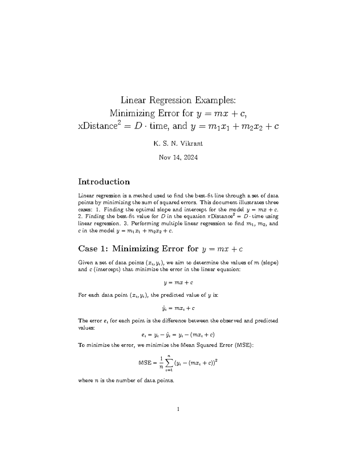 AI ML - ai mk - Linear Regression Examples: Minimizing Error for y = mx ...
