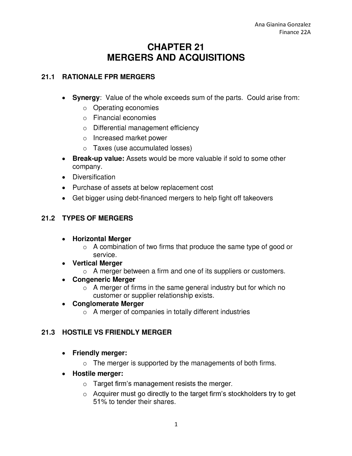 Chapter 21 Mergers AND Acquisitions Finance 22A CHAPTER 21 MERGERS   Thumb 1200 1553 