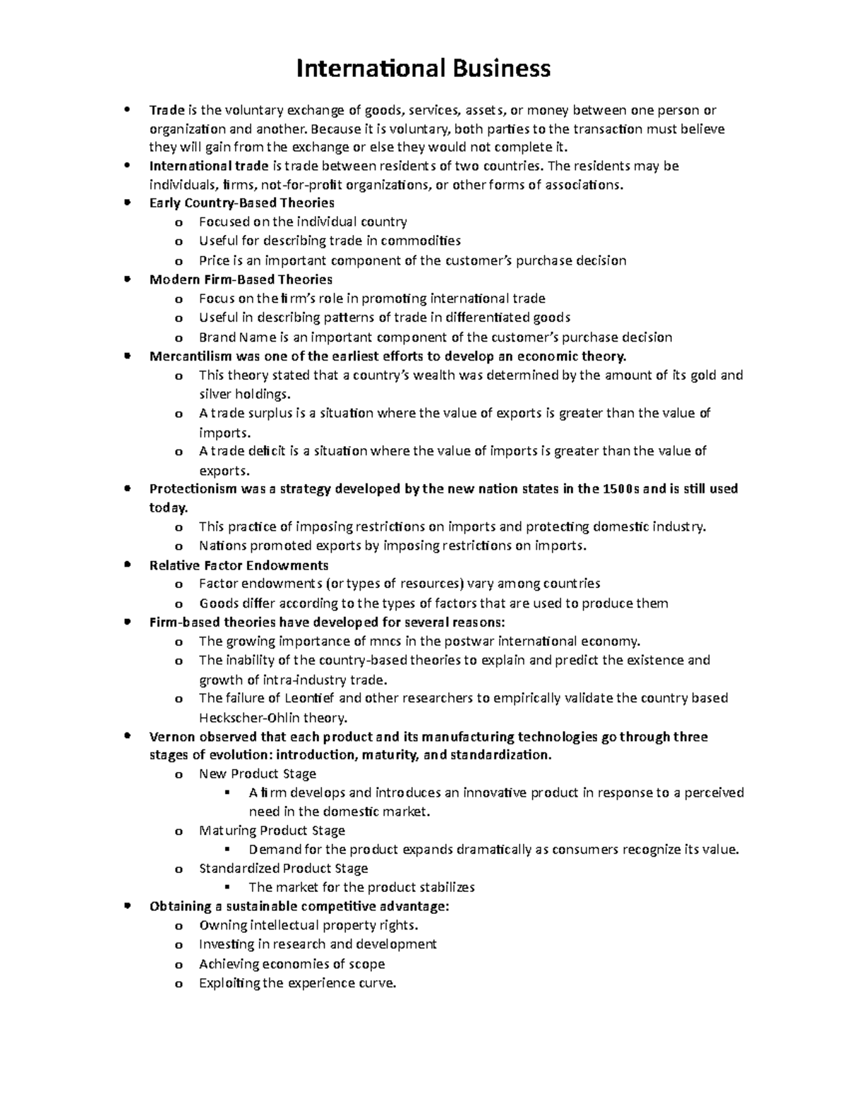 Exam 10 May, Questions And Answers - International Business Trade Is ...