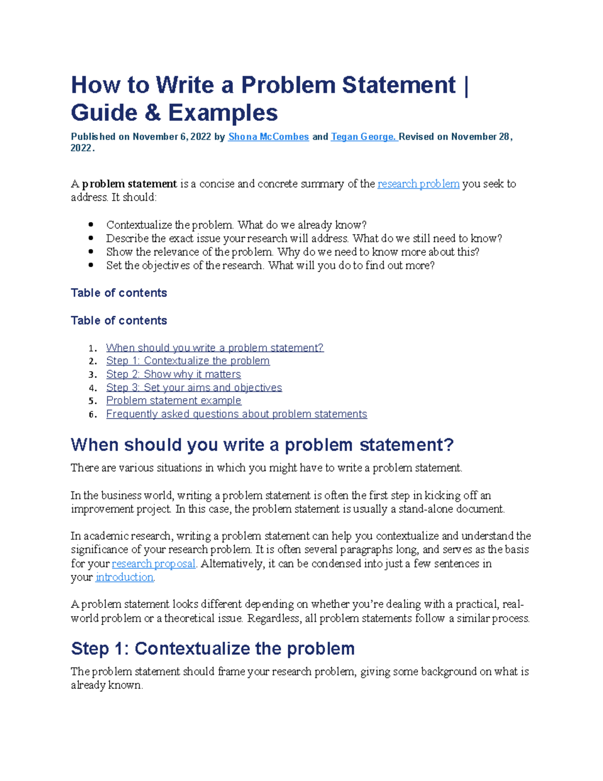 How to Write a Problem Statement - Revised on November 28, 2022. A ...