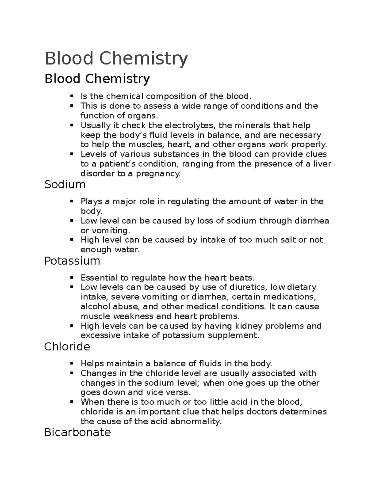 Blood Chemistry - Nursing Management and Care Plan - Blood Chemistry ...