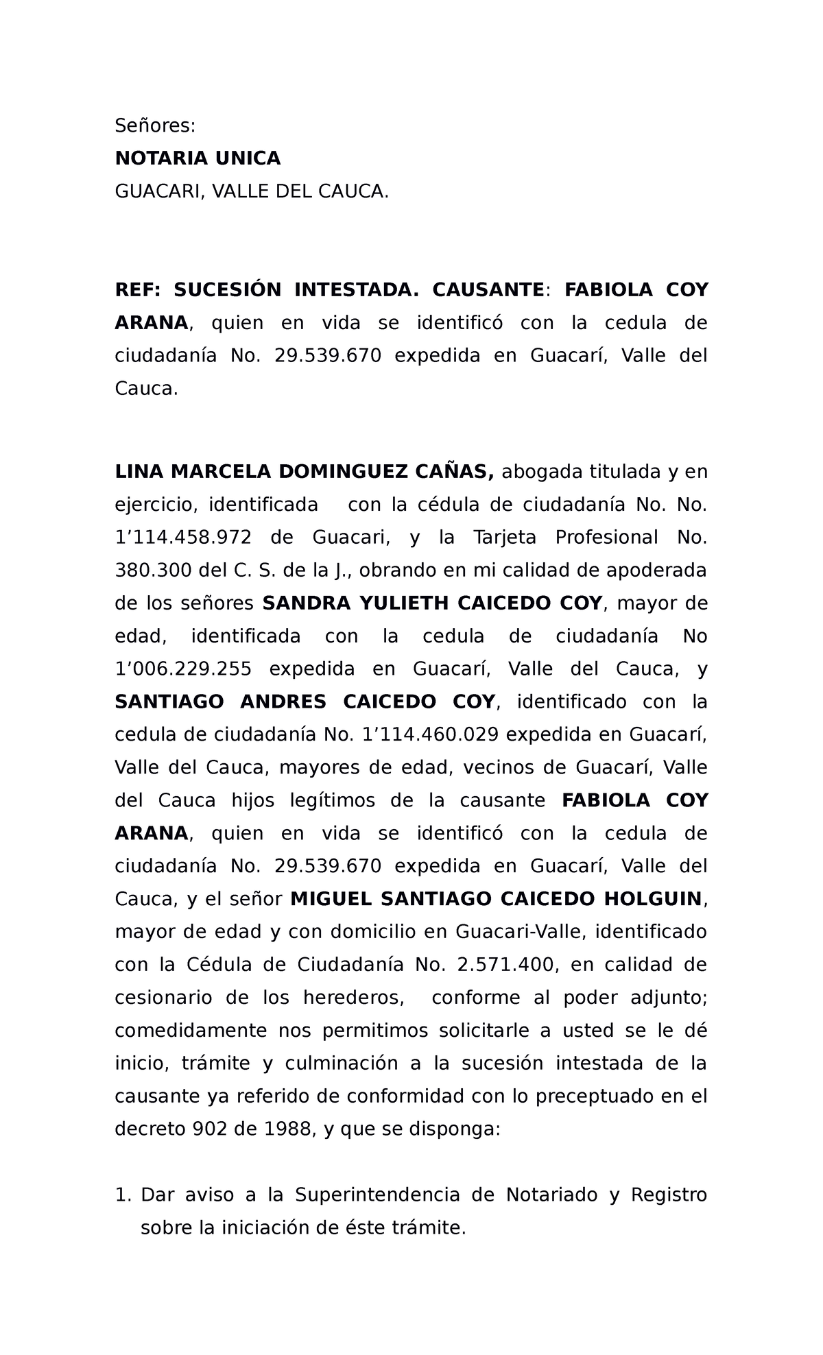 Solicitud- Inventario Y Avaluo Caicedo COY- Editado - Señores: NOTARIA ...