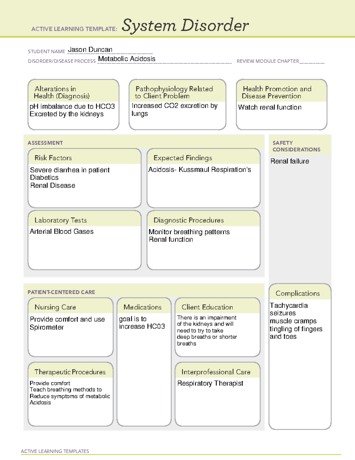 Metabolic Acidosis - Lecture notes 1 - ACTIVE LEARNING TEMPLATES System ...