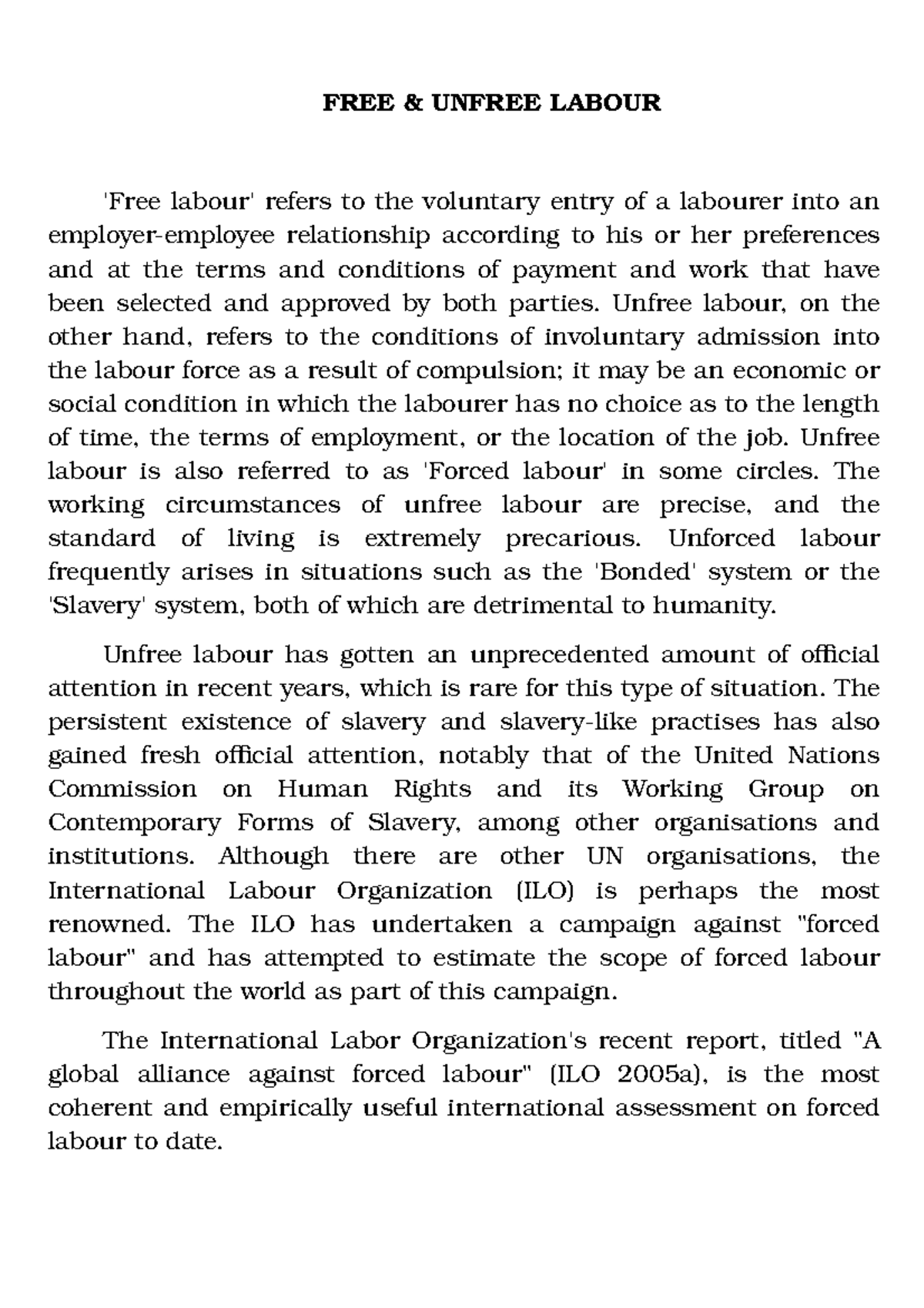 FREE Unfree Labour Lecture notes 2 FREE UNFREE LABOUR #39 Free