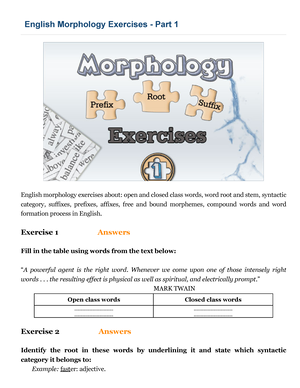 English Morphology Exercises - Part 2 - English Morphology Exercises ...