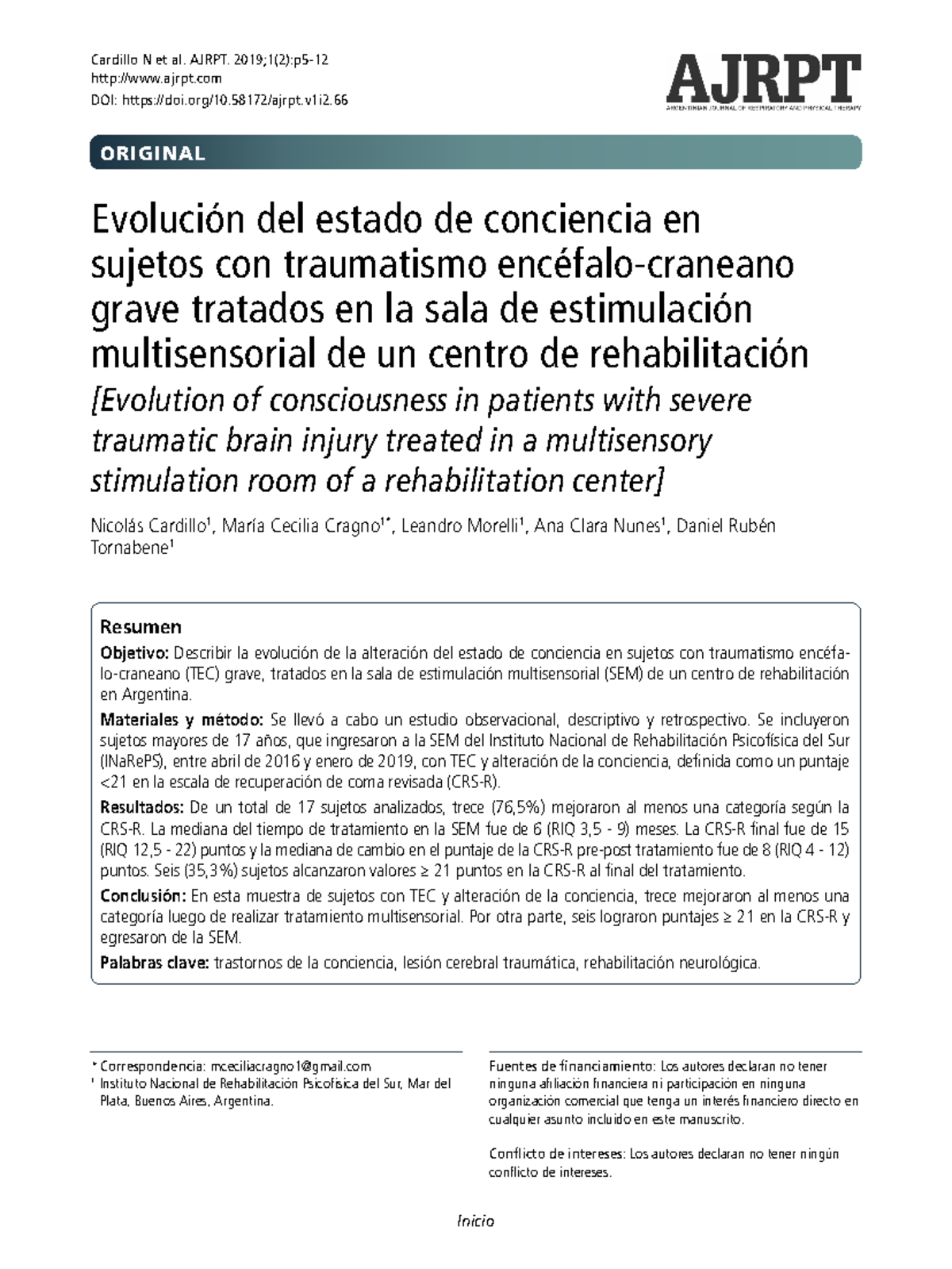 Afernandez,+ Evolucion- Cardillo+doi - ORIGINAL Cardillo N et al. AJRPT ...
