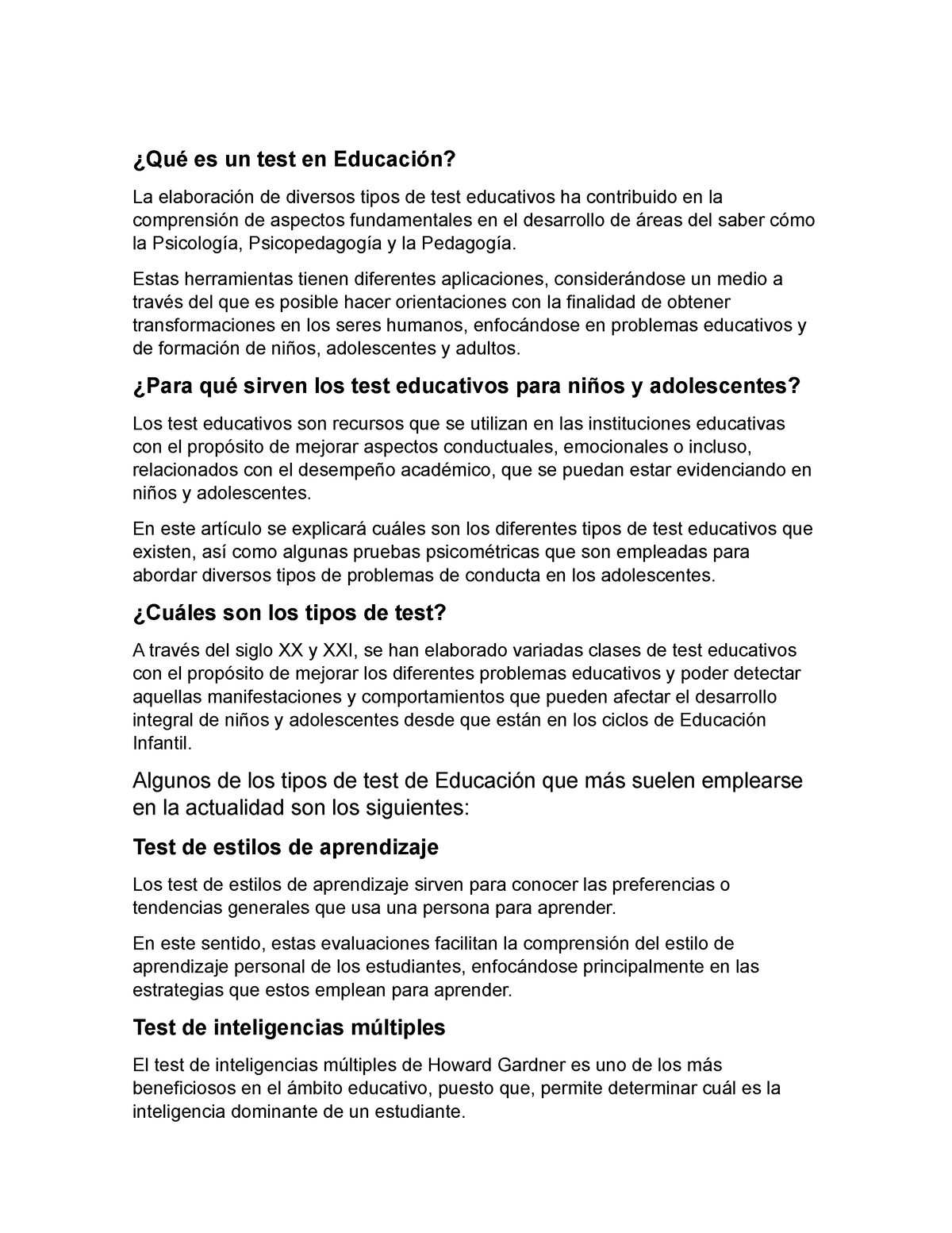 Qué Es Un Test En Educación - ¿Qué Es Un Test En Educación? La ...