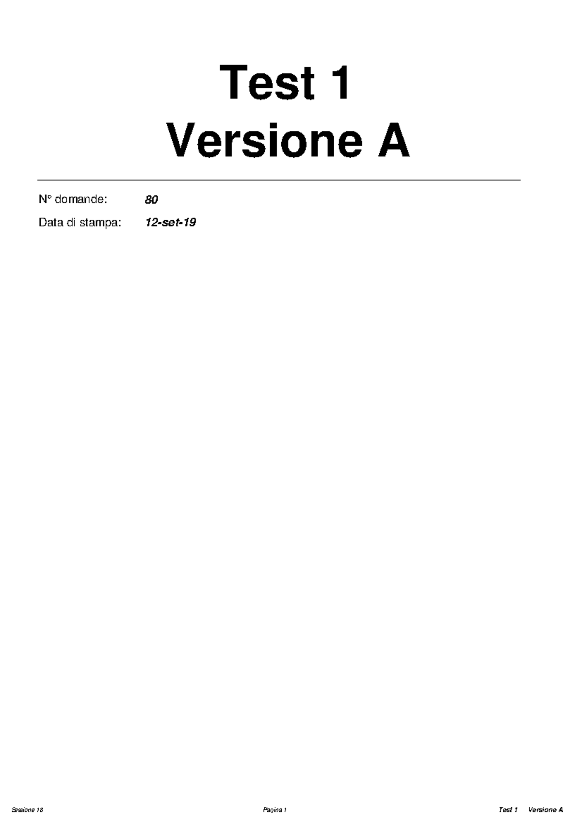 TEST1 A - esempio test - Test 1 N° domande: 80 Data di stampa: 12-set ...