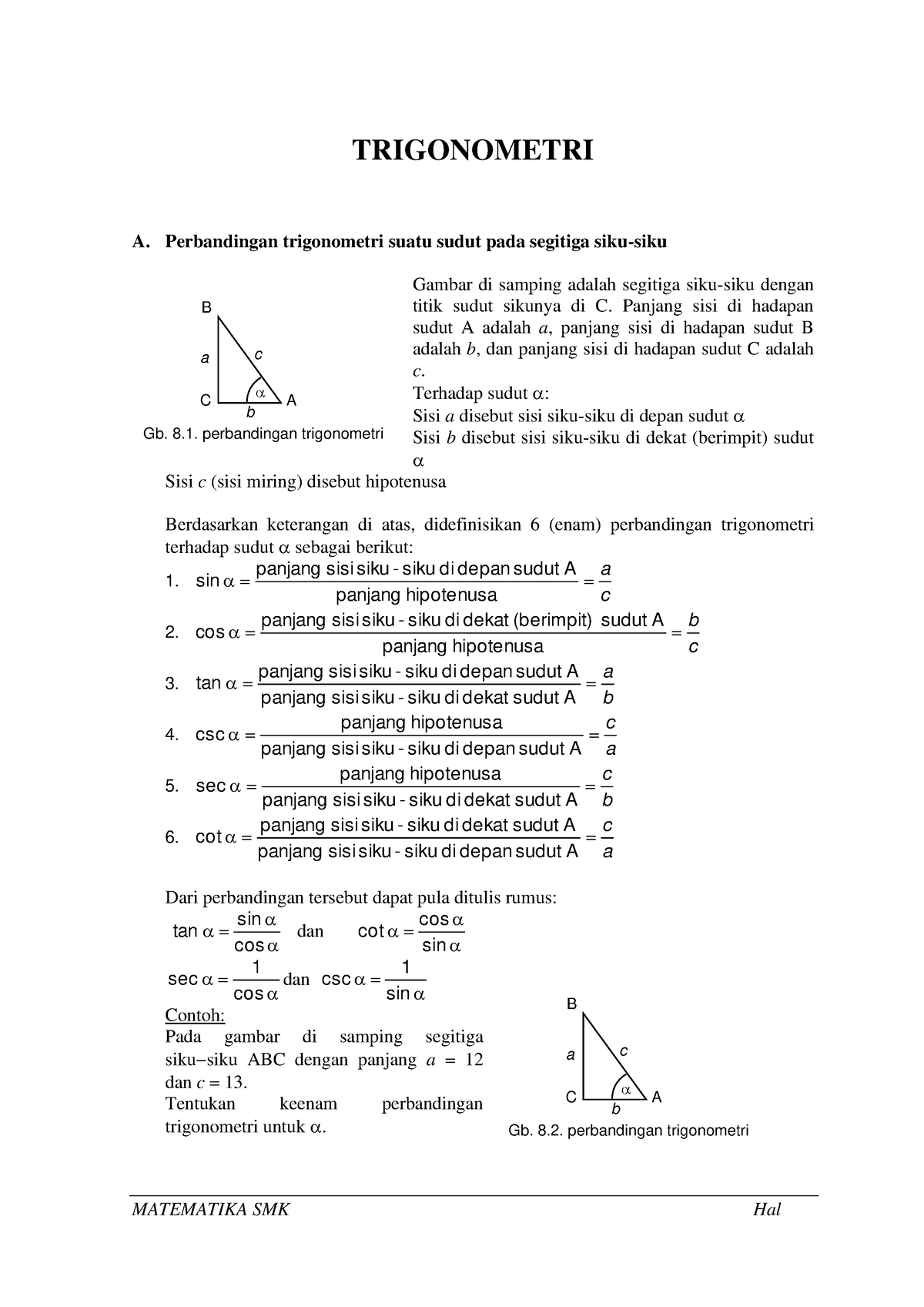 BAB 1 Trigonometri - Helpfully - A B C A C B Gb. 8. Perbandingan ...