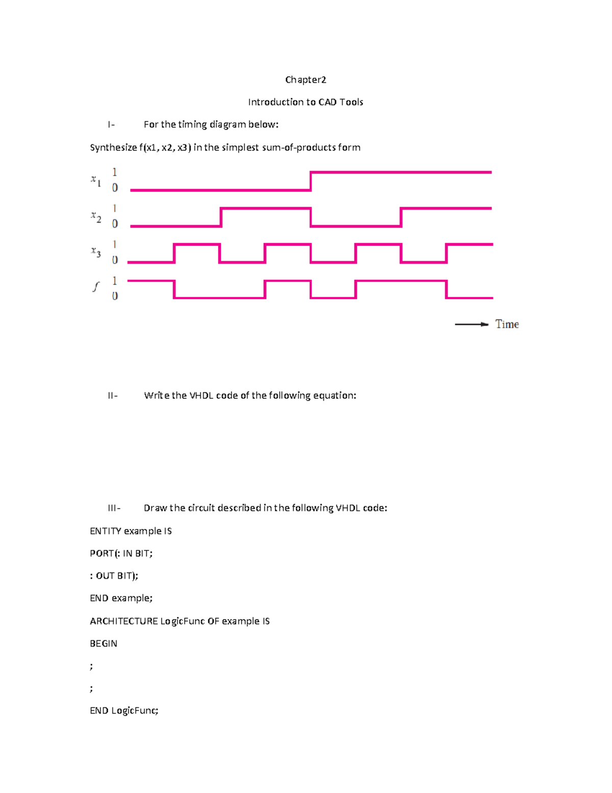 Chapter 2 worksheet - Chapter Introduction to CAD Tools I- For the ...