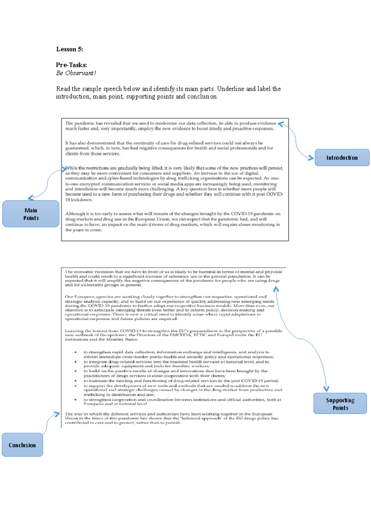 Lesson 5 - Planning A Speech - Lesson 5: Pre-tasks: Be Observant! Read 