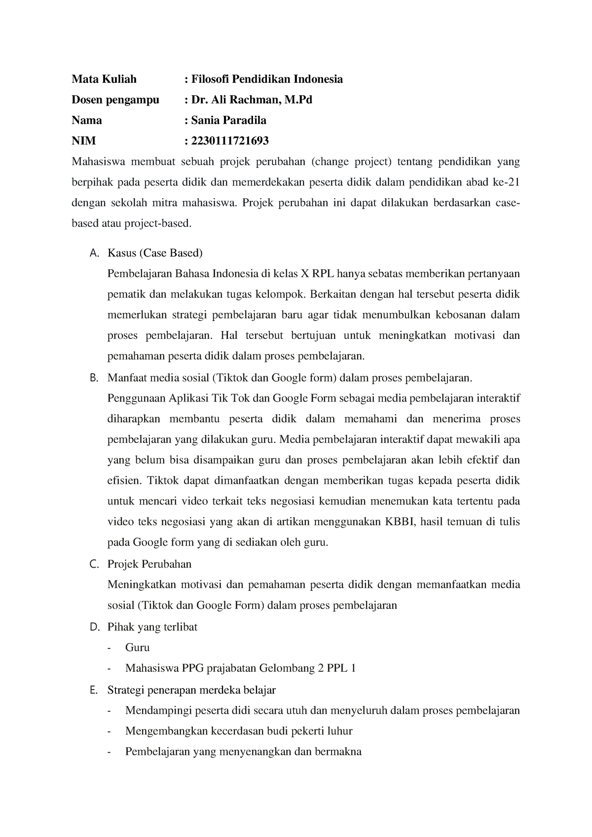 AKSI Nyata Topik 5 Filosofi Pendidikan - Mata Kuliah : Filosofi ...